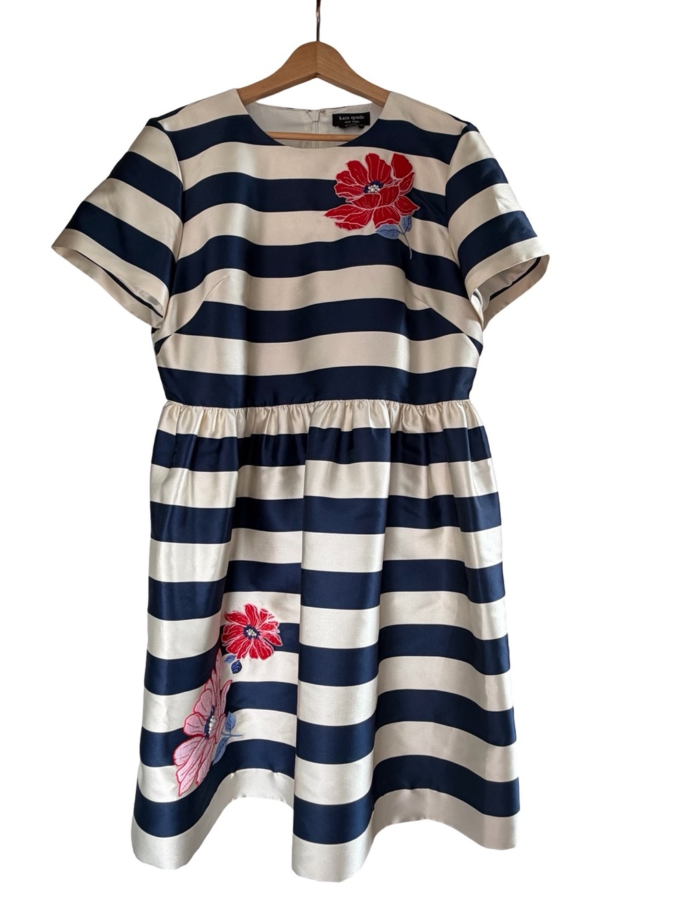 Kate Spade Navy & White Striped Floral Appliqué Women’s Dress